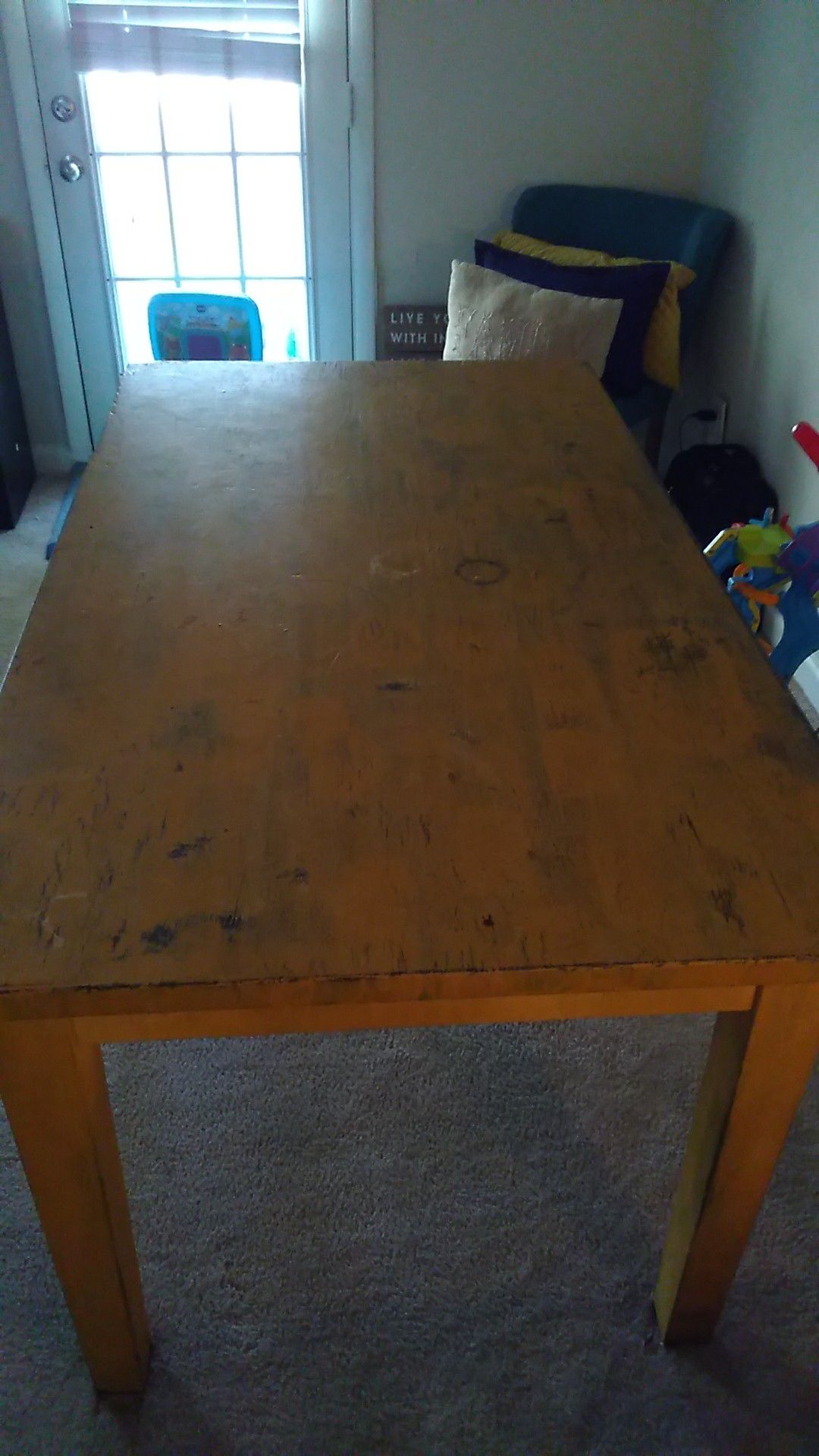 Arts and Craft Table Distressed Yellow