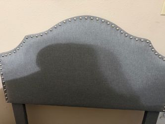 Twin Upholstered Bed Frame with Headboard – Gray