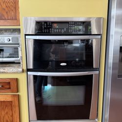 Whirlpool Stainless Steel Wall Oven & Microwave Combo – Good Condition!