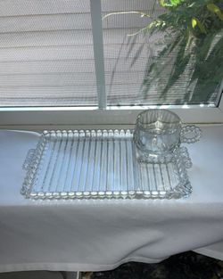 Vintage ORCHARD CRYSTAL “Two 8 Piece Snack Sets”