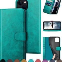 NEW Wallet Case for iPhone 15 Plus 6.7" Genuine Leather RFID Blocking Credit Card Holder Flip Folio Book Phone Protective Cover