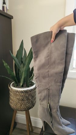 Gray over the knee boots