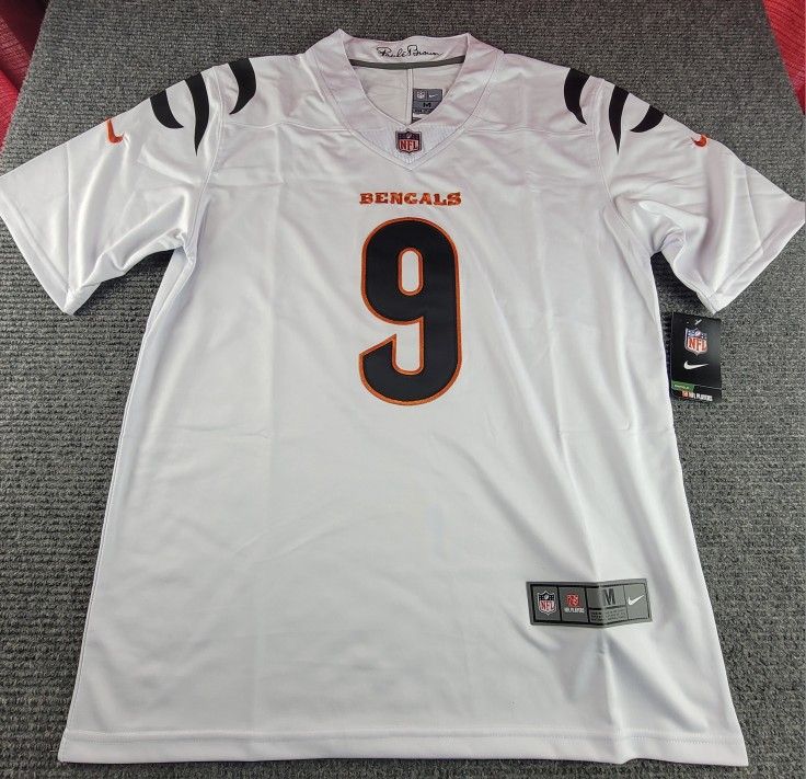 Cincinnati Bengals Joe Burrow White Football Jersey Mens Med-3XL