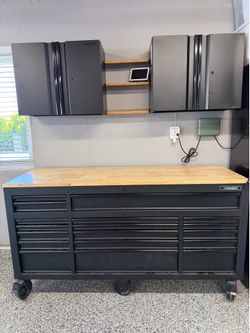 Husky Work Bench and Cabinets