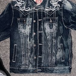 True Religion Jean Jacket Sz L 