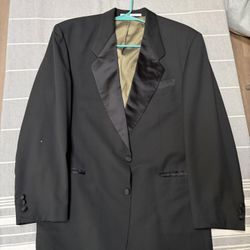 Vintage Hugo Boss Black Tuxedo Blazer Jacket 44R 100% Wool Made In Germany