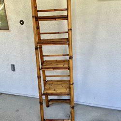Vintage Bamboo Folding  Ladder Shelf 