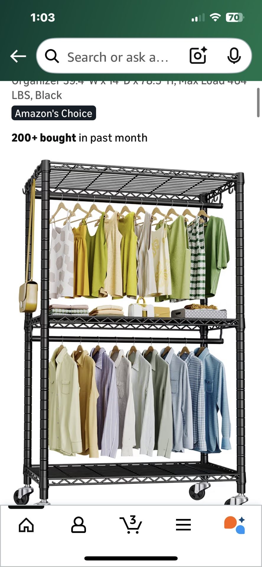 Black Metal Closet Or Pantry Shelf