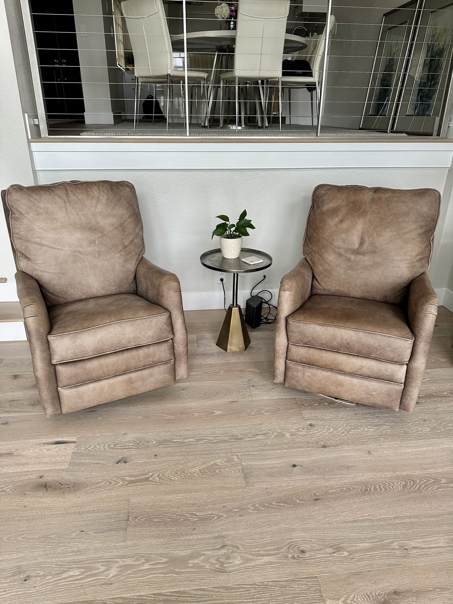 Brown Leather Swivel And Reclining Chairs 