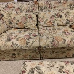 Floral Couch, Chair & Ottoman