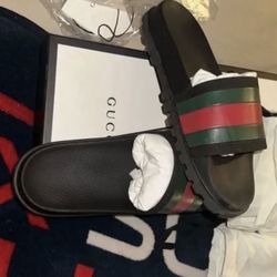 New Gucci  Thick Bottom Web Slides 