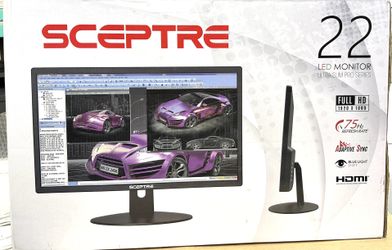 Sceptre New 22 Inch FHD LED Monitor 75Hz 2X HDMI VGA Build-in Speakers, Machine Black (E22 Series), 1920 x 1080 Pixels