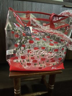 Ed Hardy Clear Tote Bag - Cherries