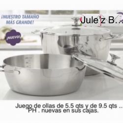 Princess House.  Set De Olla De 9.5 Qts Y Cacerola De 5.5 Qts Cook Solution Nuevas En Sus Cajas 