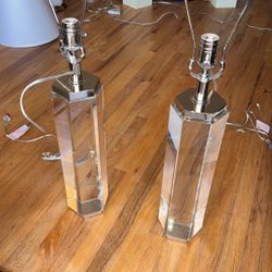 Restoration Hardware. Modern Crystal Column Table Lamps - Chrome Finish