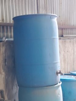 Blue Metal Drum Barrel with Spigot rain collection