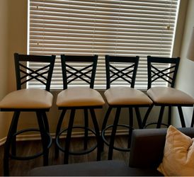 Black/Beige Bar Height Stools - set of 4