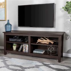 Walker Edison - Modern 58" Wood Open Storage TV Stand for Most TVs up to 65" - Espresso