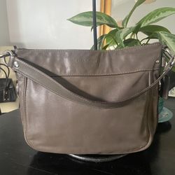 Coach Soft Taupe Leather Shoulder Bag Top Zip