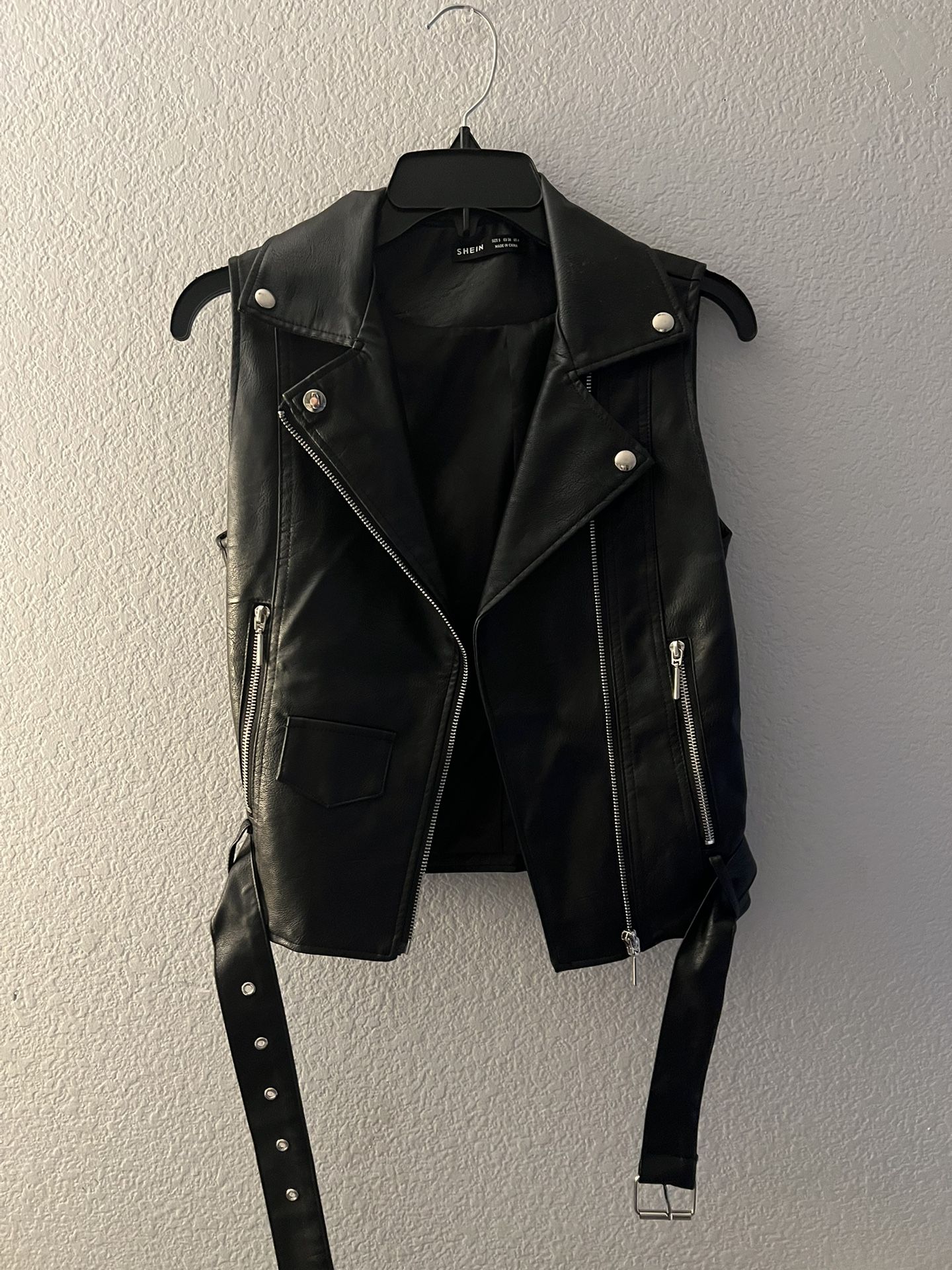 Black Faux Leather Vest