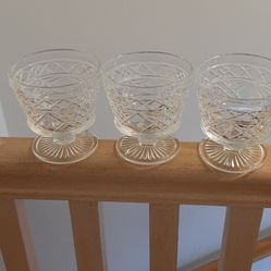 3 Hazel Atlas Gothic Footed Glasses