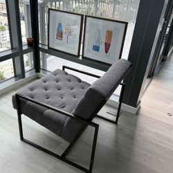 Gray Tufted Lounge Chair 