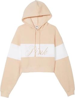 PINK Cream Cropped Hoodie | Size M