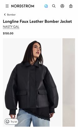 Nasty Gal Oversized Longline Faux Leather Bomber Jacket