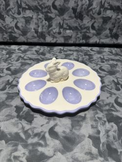 egg display serving dish-new with tag, J C PENNEY. exc. cond.