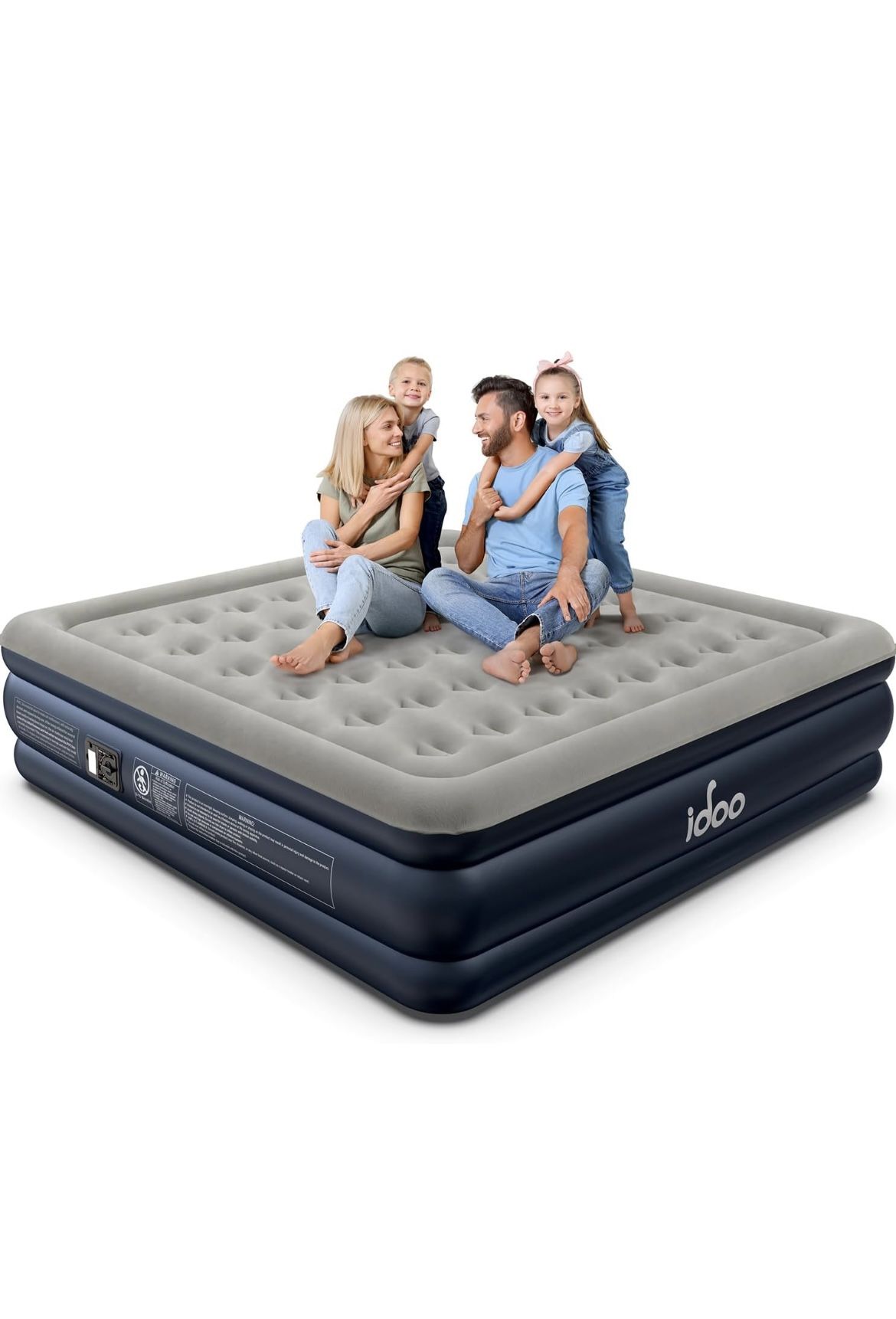 iDOO King Air Mattress with Built in Pump, 18" Raised Comfort Blow up Mattress, Upgraded Four Chamber Air Bed, Inflatable Mattress for Guests & Home