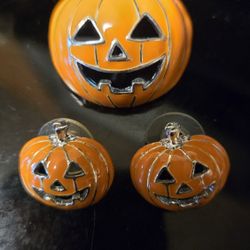 Pumpkin. Earrings. And Charm For Necklace Or Broach Pin. $15