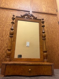 Late 1800s Birdseye Maple Shaving Mirror – Pristine Glass