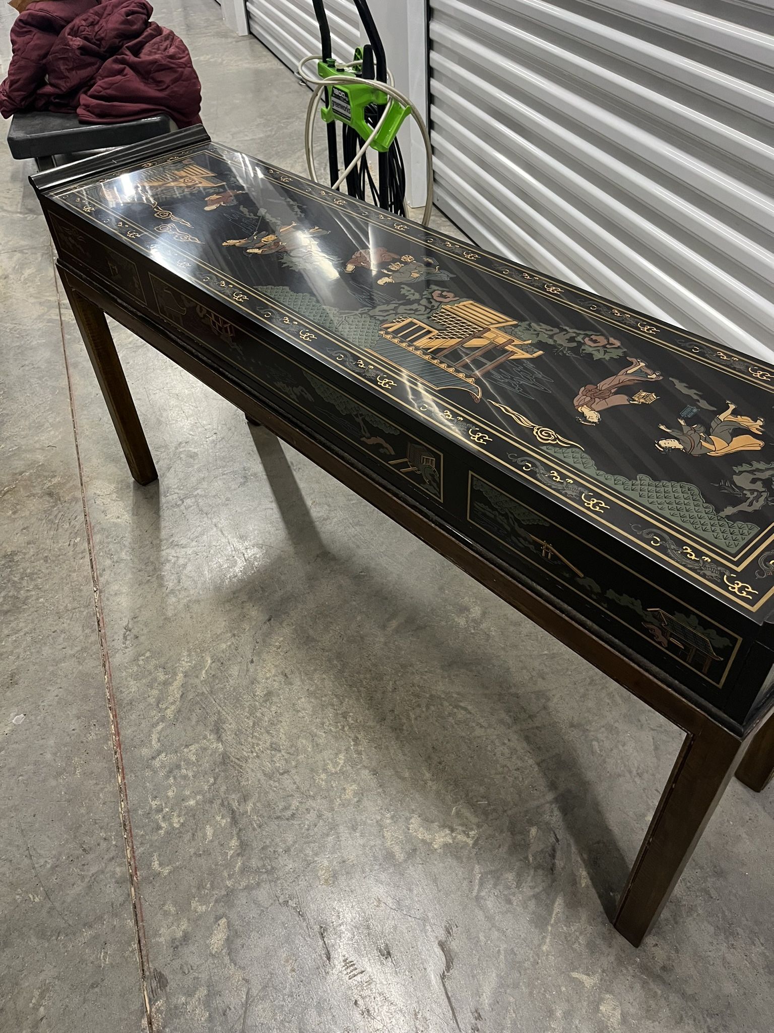 Oriental Glass Top Sofa Table