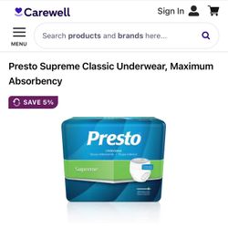 Presto Supreme Classic Diapers 18 Pack 