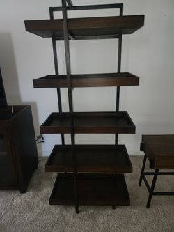 Industrial Wood and Metal Etagere Bookshelf