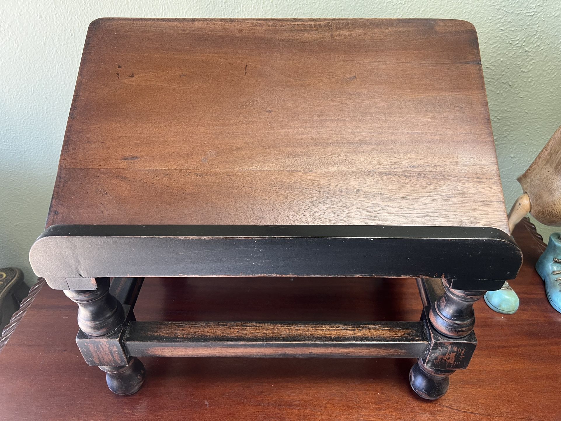 Book Stand Solid Mahogany Two Tone Distressed Finish Home & Garden