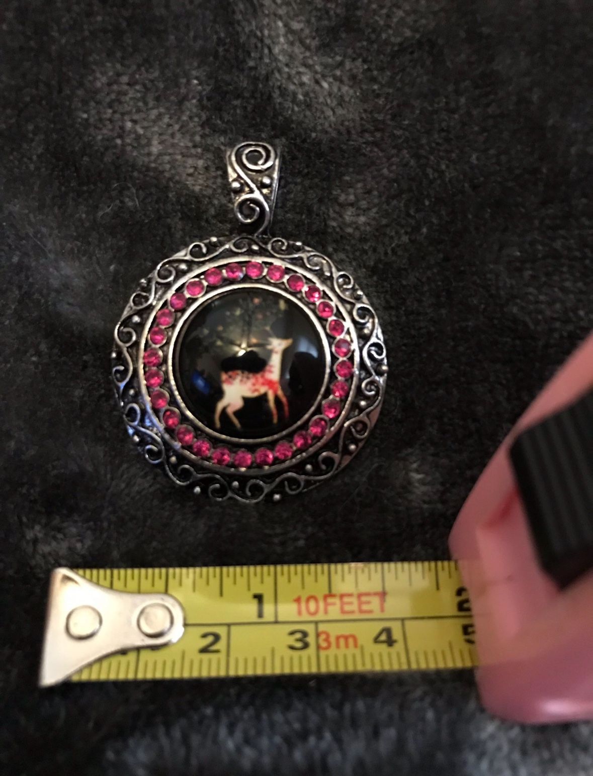 Big Red Deer Silver Pendant Winter Jewelry 