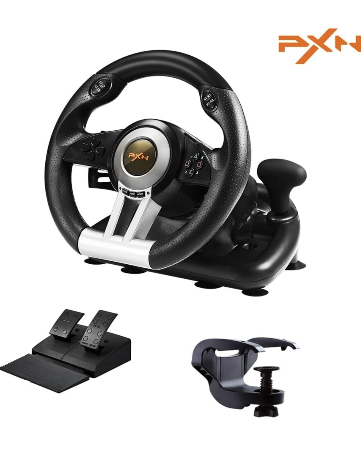 PXN Xbox Steering Wheel PC Gaming Racing Wheel Driving Wheel, with Linear Pedals and Racing Paddles