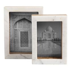 Set of 2 White Marble Photo Standing Frame