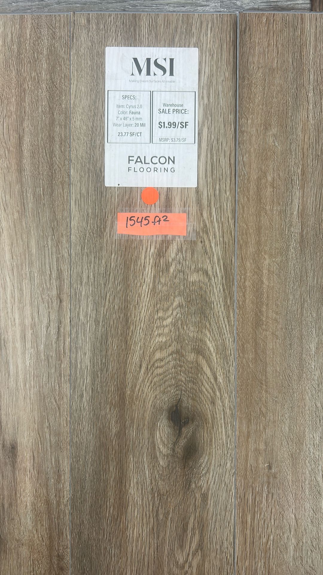 $1.99/SF 100% Waterproof Luxury Vinyl Plank Flooring ( Fauna)
