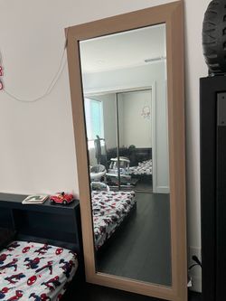 Full Length Floor Mirror Light Wood Frame