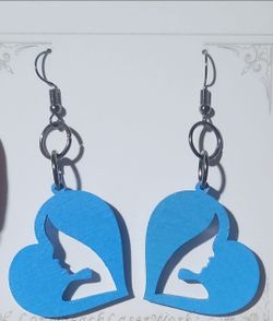 Blue silhouette Wooden earrings