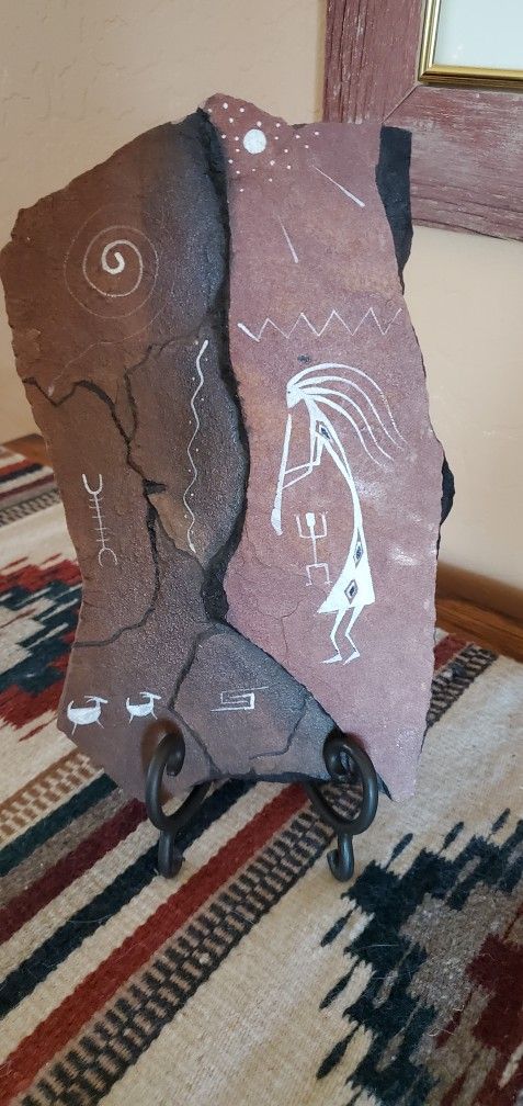 Vintage Kenneth Dine Native American Navajo Rock Stone Art Kokopelli