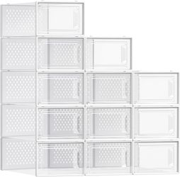 Shoe Boxes, Clear Plastic Sneaker Box, Pack of 12