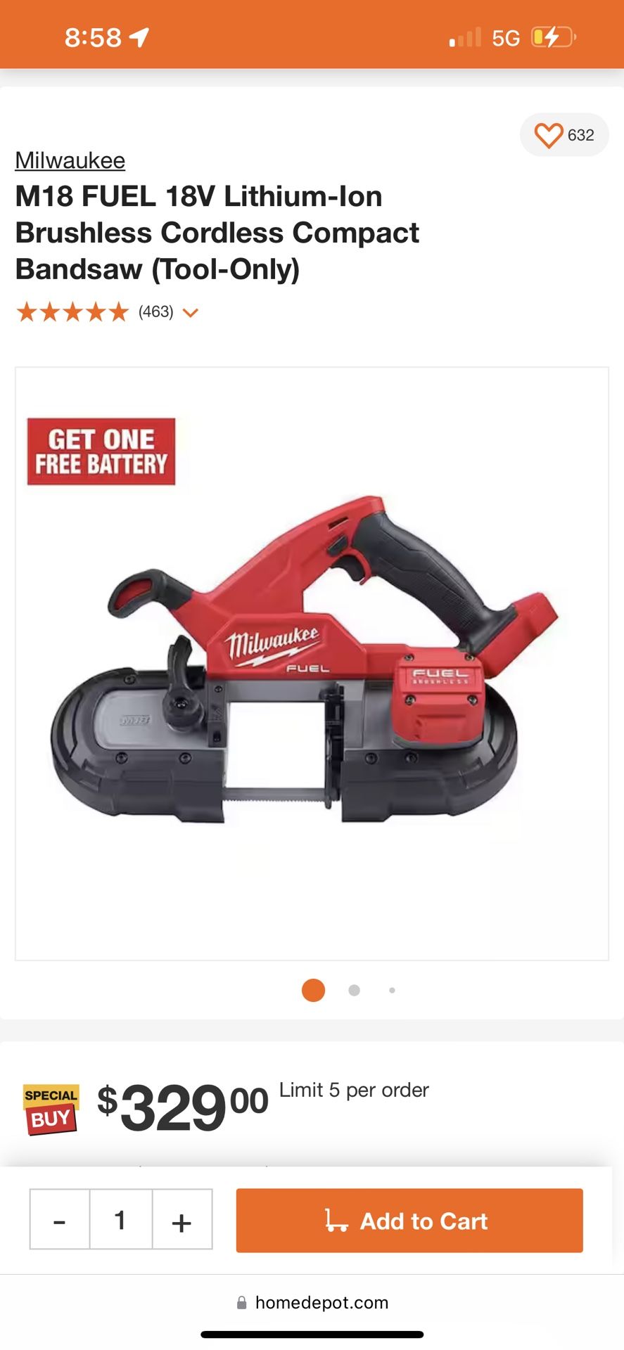 Brand new band saw M18 FUEL 18V Lithium-Ion Brushless Cordless Compact Bandsaw (Tool-Only)
