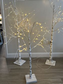 Decorative White Pre-lit Trees