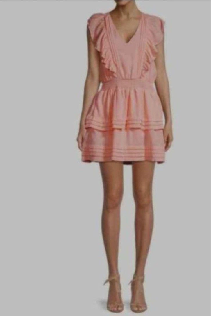 emmie rose Blush Pink Ruffle Tiered Mini Dress Size XS ( Brand new)