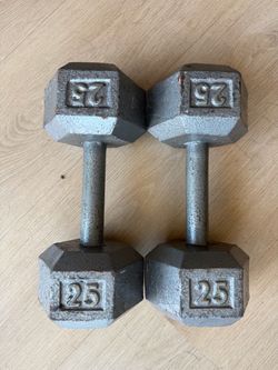 Pair of 25 lb Cast Iron Dumbbells – 50 lbs Total