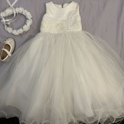 Flower Girl Dress With Shoes And Crown 