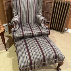 Wingback Chair With an Ottoman 